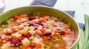 Step-by-step recipe for making bean soup with meat Bean soup in meat broth recipe